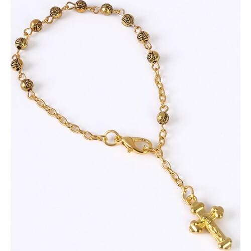 48 pieces wholesale charm stainless steel bracelet bracelet small rosary bracelet rose pattern bracelet, glamour jewelry