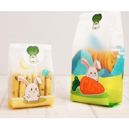 50pcs Plastic Bags Cartoon Cookie Candy Bag Self-Adhesive for Wedding Birthday Party Gift Bag Biscuit Baking Packaging Bag
