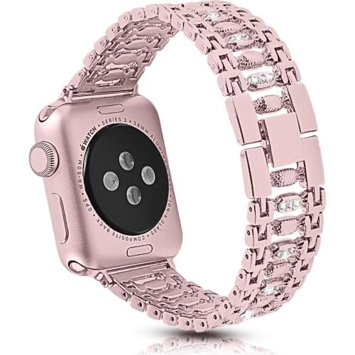 New Design Women Diamond Metal Bracelet for Apple Watch SE Band Series 6 5 4 3 2 Wrist Strap for iWatch 40mm 44mm 38mm 42mm Belt