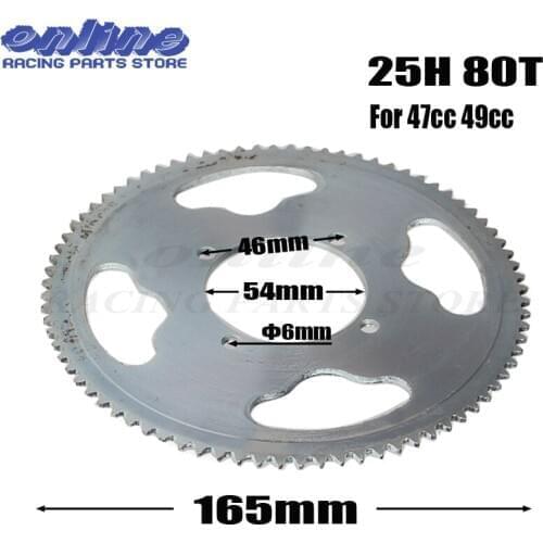 25H 54mm Chain Sprocket - 80 Tooth - ID 54mm (x4 bolt) For 2 Stroke 47cc 49cc Engine Razor MX350 MX400