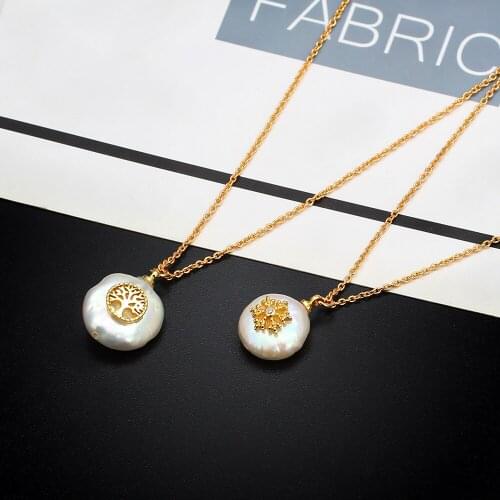 Wish Card Elegant Pearl Necklace For Women Fashion Life Tree Snowflake Micro Paved Pendant Necklace Femme Bijoux Collier EY6464