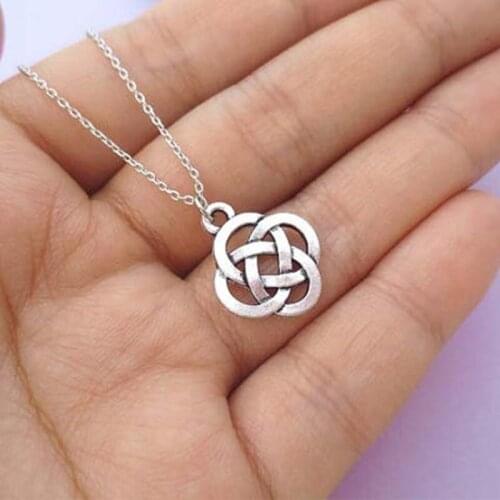Irish Celtics Knot Pendant Necklace Simple Fashion Jewelry Silver Color Magic Wicca Viking Necklace for Female Adjustable