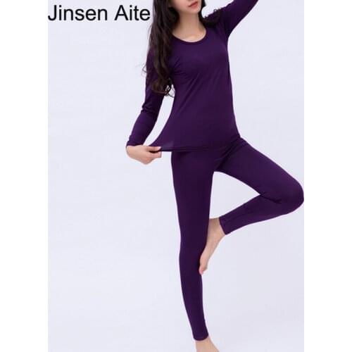 Jinsen Aite Winter Thick Fleece Plus Size 6XL Long Johns Women Modal Comfortable Elasticity Thermal Underwear Set Clothing JS242