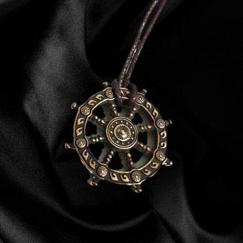 1pc Creative Necklace For Men Dharma Wheel Of Life Samsara Pendant Buddhist Amulet Talisman Necklace Party Birthday Gift