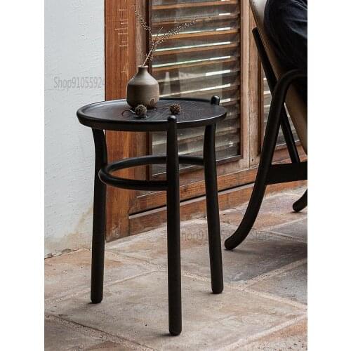 Nordic Simple Cherry Wood Ash Wood Round Portable Side Table