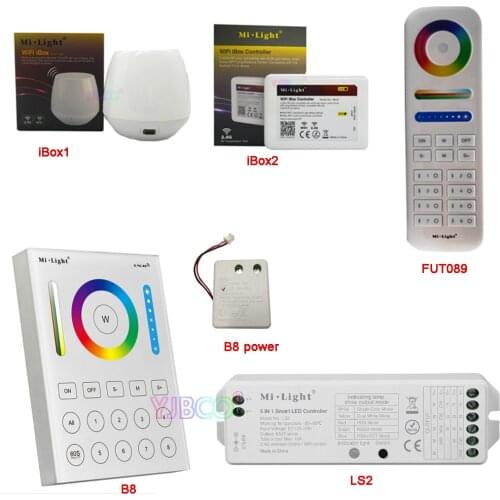 MiBOXER 2.4G RGB+CCT wireless 8 Zone remote Wallmounted Touch Panel LS2 5IN 1 smart led strip controller FUT089//B8/iBox1/iBox2