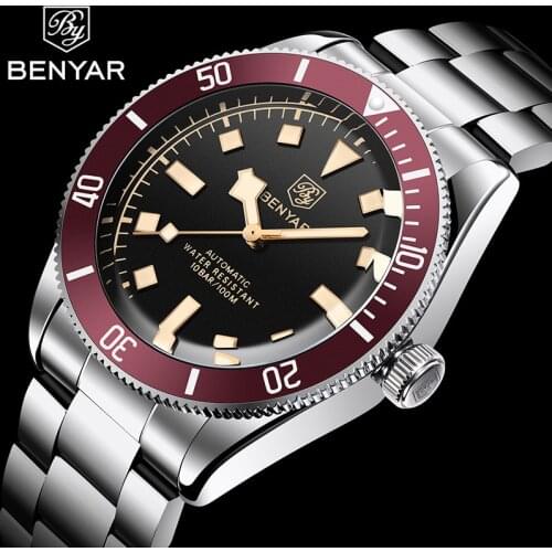 BENYAR DESIGN 2021 Top Brand Mens Military Sport Watch Automatic Mechanical Watches Waterproof Stainless Steel Luxury Men Watch