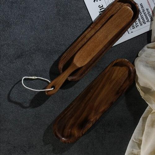 Set Wooden Spatula Rectangular Plate Kitchen Bread Fruit Wood Tray Pan Tableware Snacks Food Storage Dish Photography Props