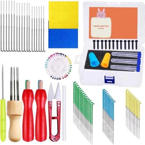 LMDZ 95Pcs DIY Wool Felt Kit Handle Wool Felting Tools Handmade Storage Box and Other Felting Supplies for Wool Felting