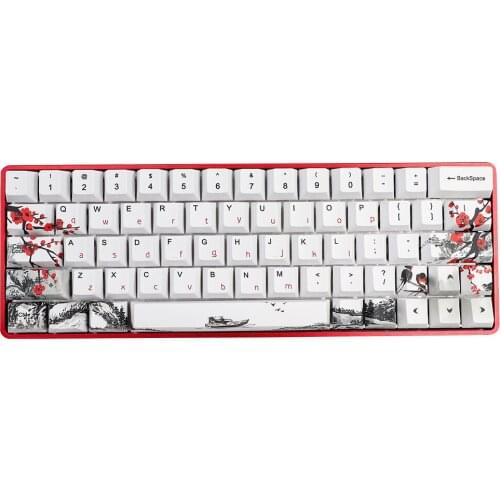 Novelty allover Plum Blossom dye subbed 128 keys Cherry Profile Keycap For GK61 64 84 tkl87 98 104 MX Switches Key cap