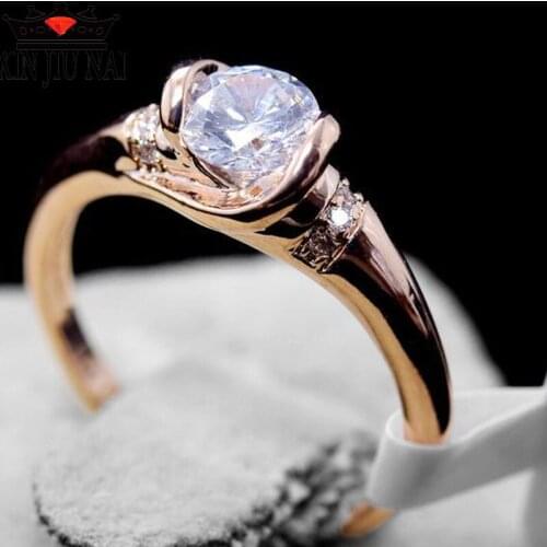 New Sell well Rose Gold Beautiful Jewelry White High Quality Zircon Ring Fashion Wedding Engagement Bride Ring Banquet Gift