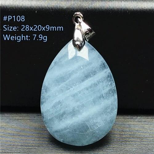 Top Natural Ocean Blue Aquamarine Pendant Jewelry For Women Men Healing Gift Crystal Silver Beads Stone Reiki Gemstone AAAAA