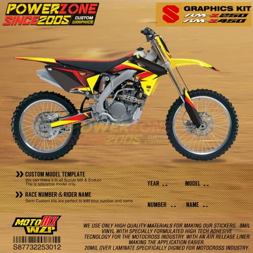 PowerZone Custom Team Graphics Backgrounds Decals 3M Stickers Kit For Suzuki RMZ250 04-06 07-09 10-18 RMZ450 08-17 RM 03-08 012