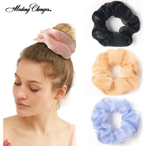 High Quality Silky Satin Organza Hair Scrunchies For Women Elastic Hair Bands Ponytail Holder Girl Hair Rope New Hair Accessorie