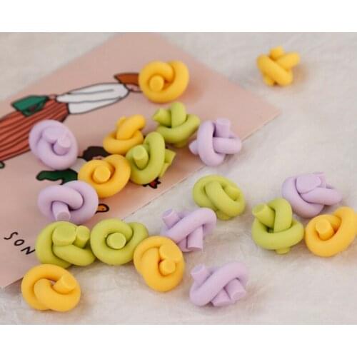 Soft pottery knotted cute solid color circle ins wind earrings earrings diy hand-made accessories handmade jewelry materials
