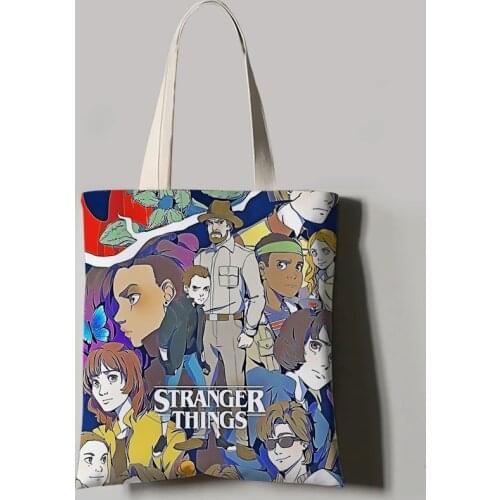Stranger things Eleven Print Tote Bag For Women Casual Foldable Shopping Bag Canvas Bag Outdoor Beach Bag