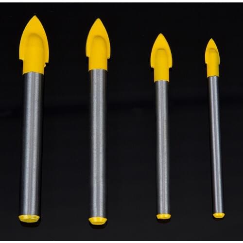 4pcs Ceremic Tile Triangle Drill Bits 6/ 8/10/12mm Spear Head Drill Bit Carbide Round Shank Marble Masonry Hole Opener Drilling