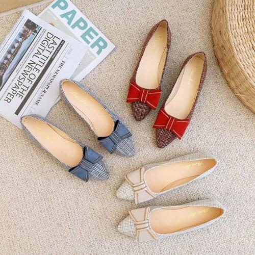 Pointed bow bean shoes womens spring and summer 2021 new low heel pedal flat fairy wind shallow mouth grandma shoes