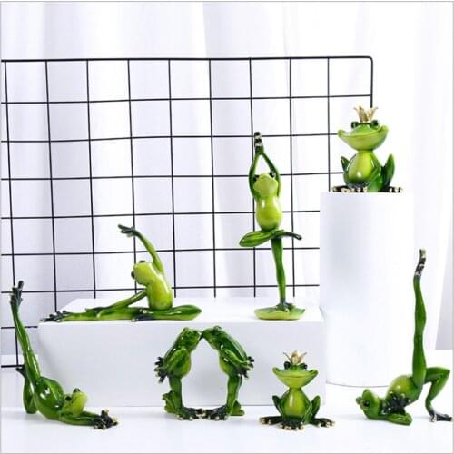 Resin Yoga Frog Decoration Nordic Style Living Room Home Accessories Animal Desktop Ornaments Wedding Gift JW