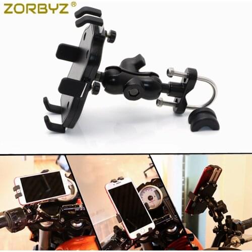 ZORBYZ Black Universal Motorcycle Bike Mobile Phone Adjustable Handlebar Stand Holder Navigation Bracket
