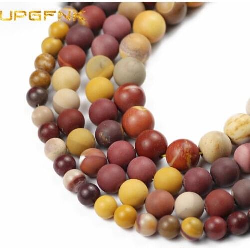 UPGFNK wholesale Natural Matte Egg yolk Stone Round Loose Spacer Beads For Jewelry Making DIY Bracelet accessories 4/6/8/10/12MM