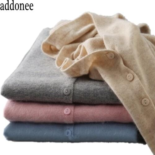 Womens Cashmere Autumn Winter V-Neck Cardigan Sweater Wool Elastic Sweaters Slim Tight Bottoming Knitted Cardigans