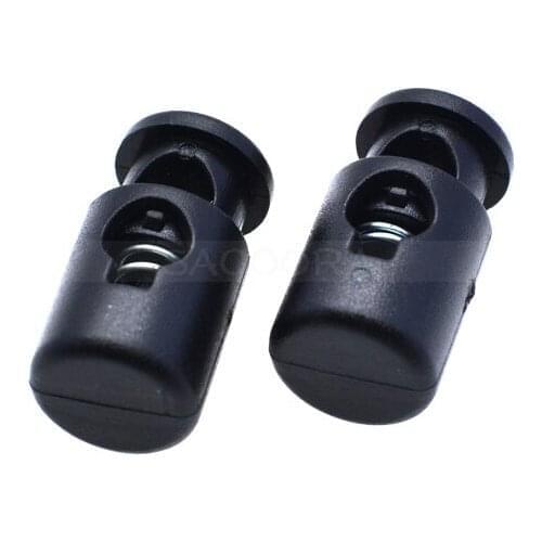10pcs Black Plastic Barrel Spring Cord Locks Stoppers Toggles 22mm x 11mm Cord Buckle Backpack Accessories