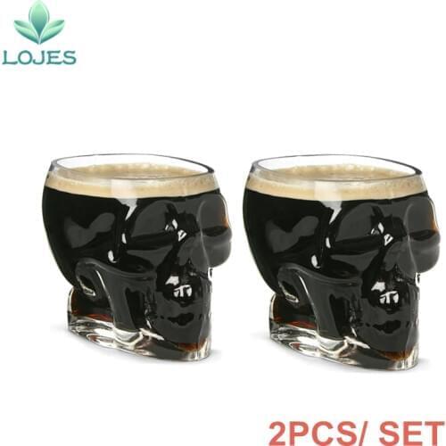 2pc 100ml Whisky Bar wine glasses Glass Cup Crystal Skull HeadShot Wine Glass Cups
