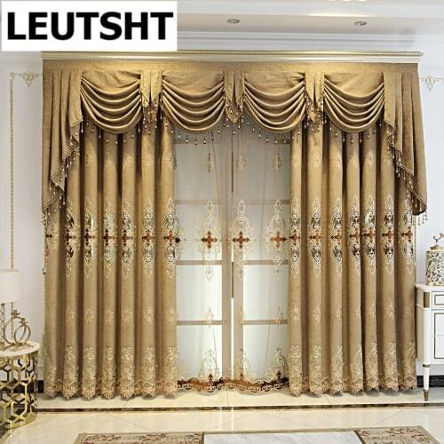 2021 Style European Style High-end Embroidered Blackout Curtains for Living Room Bedroom Study Blackout Curtains Customization