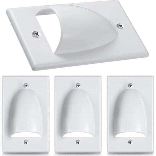 4 Pieces Single Gang Bundled Cable Wall Plate For Cabling Cable Dust-Proof Plate Internal Management Convex Audio