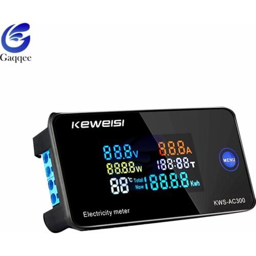 AC50-300V Digital Voltmeter Ammeter Power Current Voltage Temperature Humidity Meter Measurement Device 10A/100A