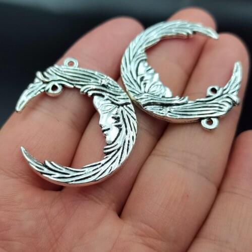 Antiquing 5PCS Big Charms Moon And Tree Of Life Antique Silver Color Moon Angel Charms Jewelry Findings DIY Wholesale