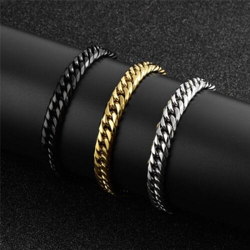2020 charm Bracelet mens chain on hand men stainless steel cuban link Mens wrist bracelet men Hip-hop rock fashion jewelry