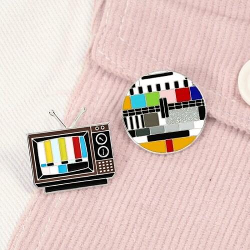 Retro TV Brooch No Signal Enamel Pins Colorful Scrambled Snowflake Screen Television Custom Badges Shirt Lapel Pin Kids Jewelry