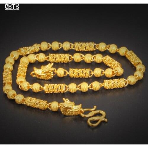 Buddha Bead Dragon Head Necklace Mens Vietnam Shajin Seiko Carved Hollow Domineering Necklace Round Bead Chain Wholesale