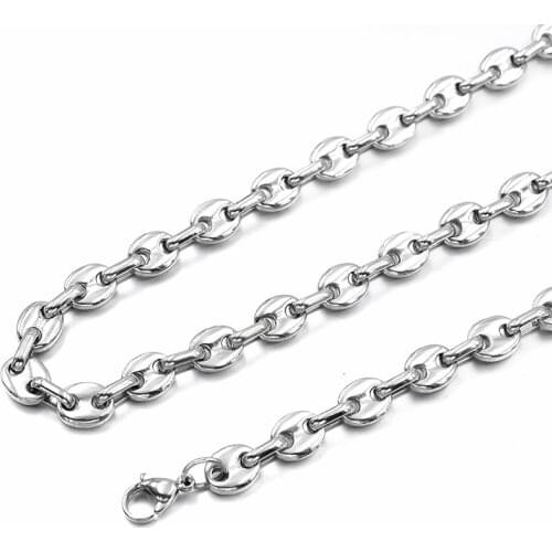 Gokadima 60cm 7mm fashion flat bead men chains jewelry wholesale necklace 316l stainless steel new men type new WN062