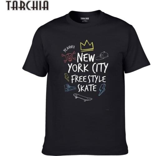 TARCHIA 2021 New York City Free Style Skate Cotton Casual Tops Tee Short Sleeve Summer Homme Boy Men T-Shirts Male New TShirt