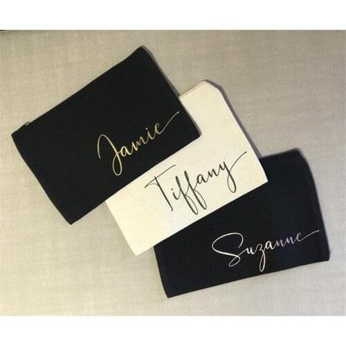 Personalized Name Cosmetic Bag - Custom makeup bags - Zipper Bag with name - Zipper Pouch - Custom Wedding Party Bridesmaid Gift