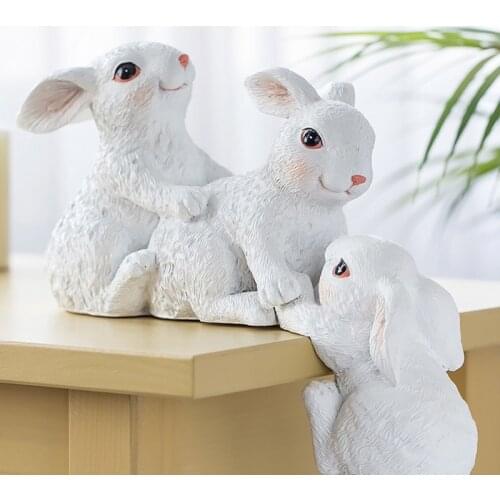 Creative cute rabbit animal ornaments resin figurines desktop ornaments fairy tale garden easter home decoration accessories