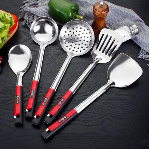 Modern home stainless steel spatula soup spoon kitchen utensils rice spoon colander frying spatula Korean cooking tool set