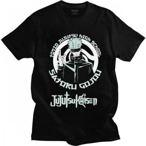 Personality T Shirt Men Coll Jujutsu Kaisen Anime Tee Tops Short Sleeves 100% Cotton Tshirt Japanese Manga Satoru Gojo T-shirt