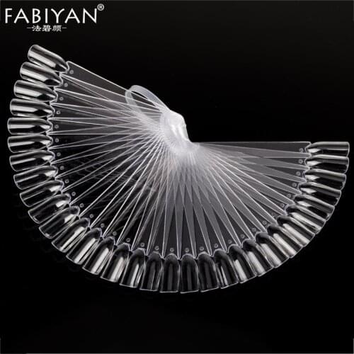 Nail Art Stick Display Clear Fan Shaped False Tips Wheel Polish UV Gel Practice Board Plastic Transparent Foldable Manicure Tool