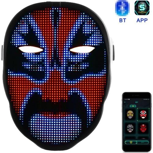 BT LED Luminous Facemask App Control Pattern Changeable Lighting Facemask Festival Party Costume Props Christmas Halloween Decor