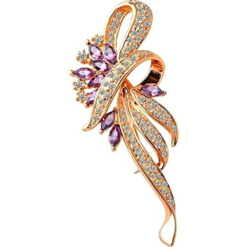 Copper Micro Inlaid Zircon Crystal Flower CZ Brooch Hijab Pin All-match Clothes Delicate Jewelry Accessories Fashion Trendy Gift