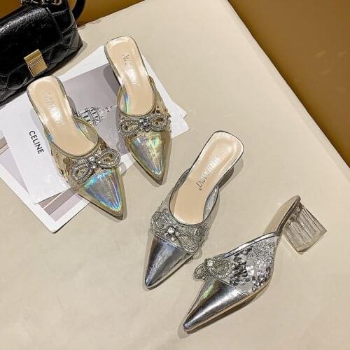 2021 Women Shoes High Heels Female Slippers Woman Ladies Mules Shoes Women Pumps Fashion Lady Outside Slippers Shoes For Women