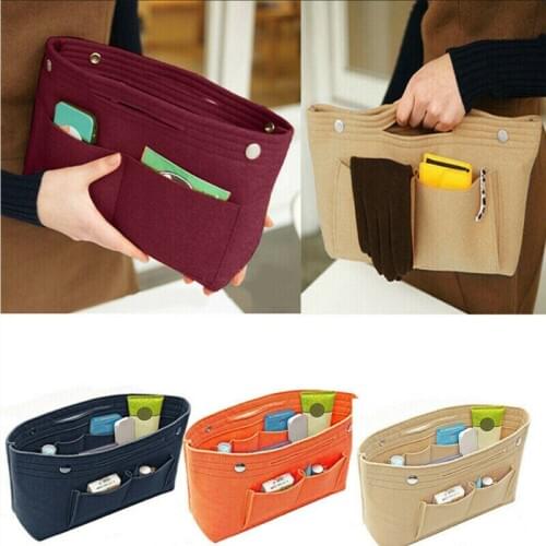 New Large Diameter Womens Organizer Handbag Felt Bag Purse Organiser Pouch