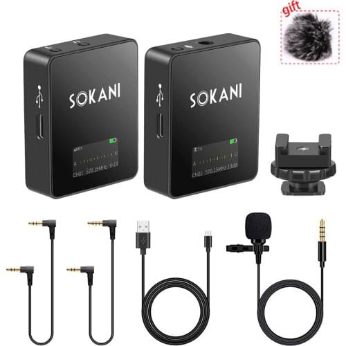 Sokani Tiny Twin UHF Portable Headset Microphone Lapel Lavalier Clip Microphone for Lecture Teaching Conference Guide Studio Mic