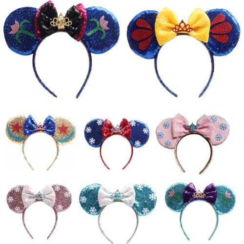1Pcs Sequin Headband Child Girl Hair Accessories Hairs Bows Headwear Performance Mickey Ears Party Decoration Christmas Gifts