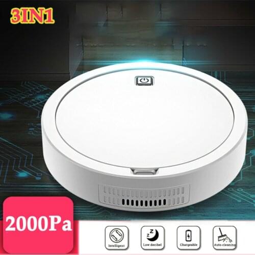 2000Pa Multifunctional Robot Vacuum Cleaner 3.7W USB Rechargeable Smart Sweeping Robot 3 In 1 Automatic Sweeper Vacuum Cleaner