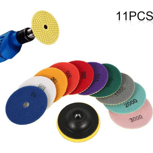 11pcs 100mm/4inch Sandpaper Sander Disc Sanding Polishing Pad 50-3000 Grits + 1pcs Sanding Pad Abrasives Mixed Polishing